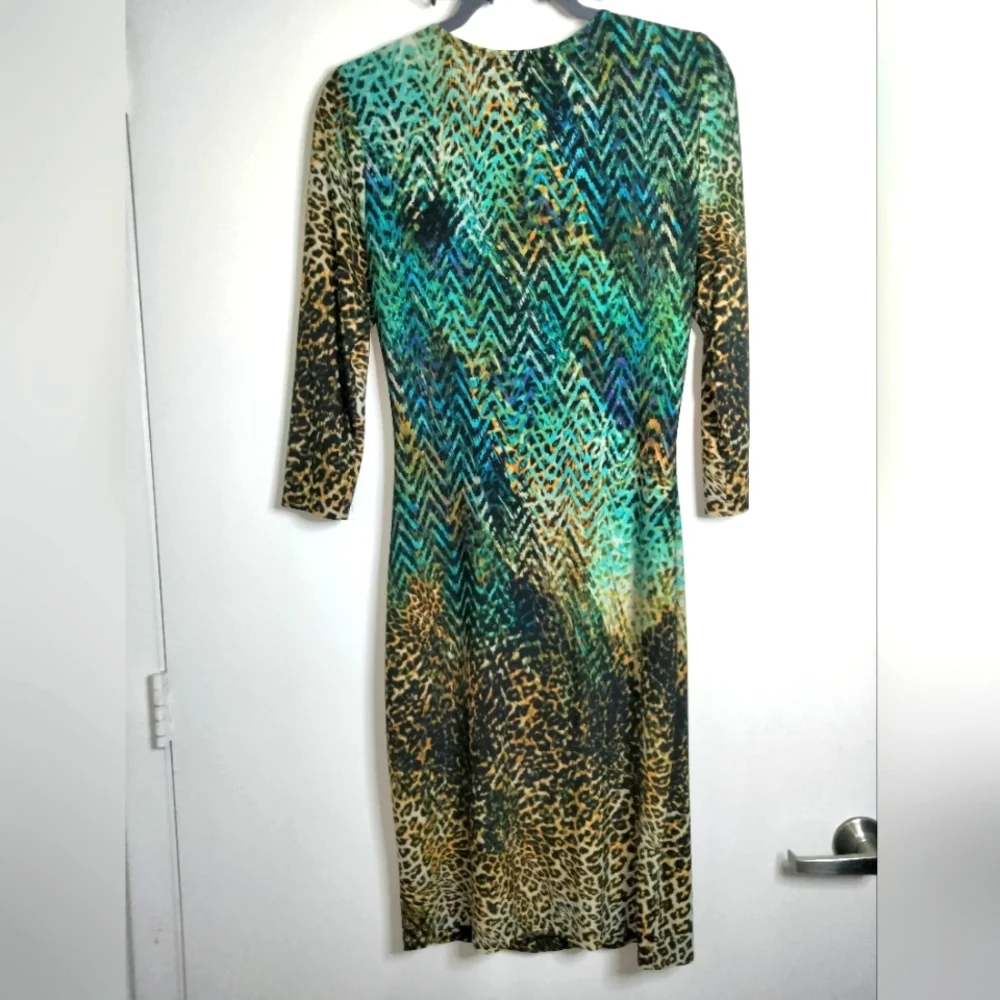 Glamour (Size 8) Multicolored Animal Print Fitted Stretch Sheath Dress